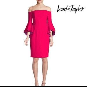 NWT Calvin Klein Bell Sleeve Hot Pink Dress